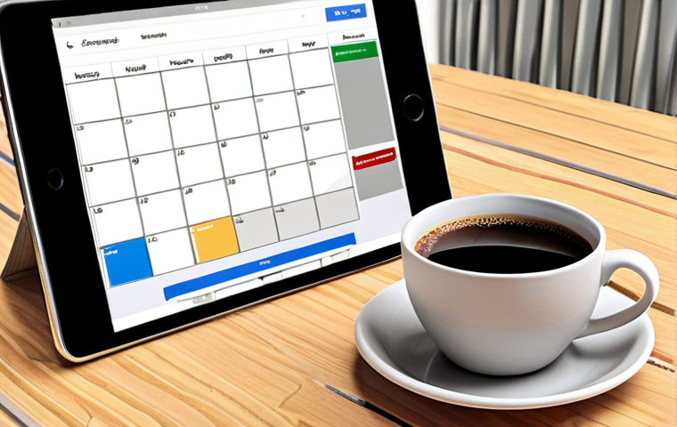 **A student meticulously planning their week in a Google Calendar app on a tablet, highlighting time blocks for "Classes," "Revision/Assignments," and "Co-curricular Activities." The setting is a bright, organized study space with a cup of coffee nearby.** (This visualizes the "Realistic & Flexible Schedule" section, focusing on digital planning.)